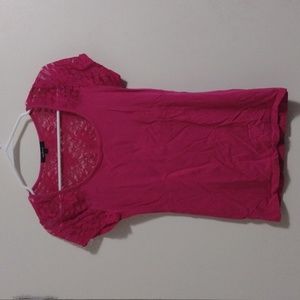 Ambiance Junior's Hot Pink Lace Detailed Top!